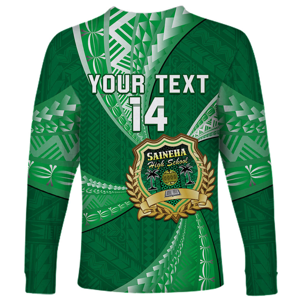Personalised Tonga Saineha High School Long Sleeve Shirt Tongan Ngatu Pattern LT14 - Polynesian Pride
