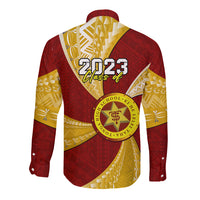 Personalised Tonga High School Long Sleeve Button Shirt Class Of Year Tongan Ngatu Pattern LT14 - Polynesian Pride