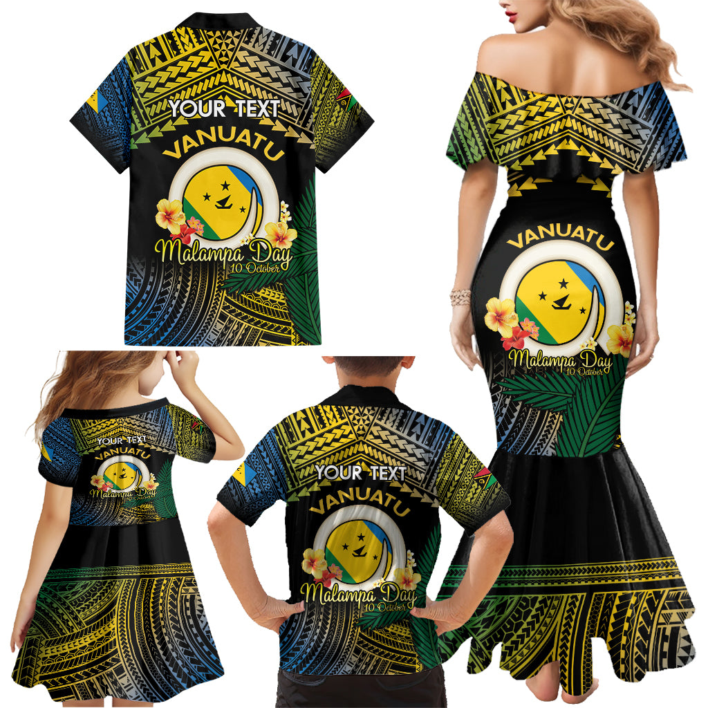 Personalised Malampa Day Family Matching Mermaid Dress and Hawaiian Shirt Vanuatu Provinces Polynesian Pattern