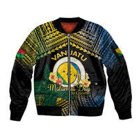 Personalised Malampa Day Sleeve Zip Bomber Jacket Vanuatu Provinces Polynesian Pattern