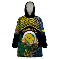 Personalised Malampa Day Wearable Blanket Hoodie Vanuatu Provinces Polynesian Pattern