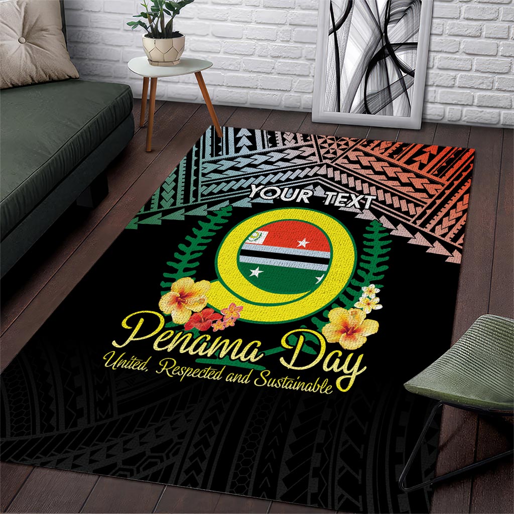 Personalised Penama Day Area Rug Vanuatu Provinces Polynesian Pattern LT14 Black - Polynesian Pride