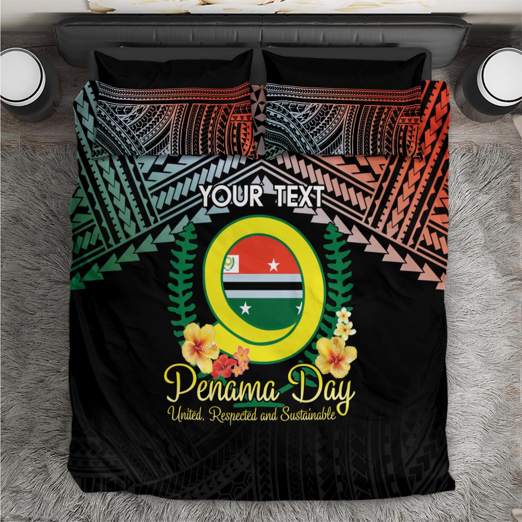 Personalised Penama Day Bedding Set Vanuatu Provinces Polynesian Pattern LT14 Black - Polynesian Pride