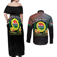 Personalised Penama Day Couples Matching Off Shoulder Maxi Dress and Long Sleeve Button Shirt Vanuatu Provinces Polynesian Pattern LT14 - Polynesian Pride