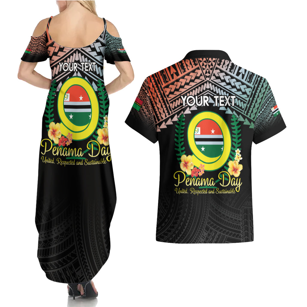 Personalised Penama Day Couples Matching Summer Maxi Dress and Hawaiian Shirt Vanuatu Provinces Polynesian Pattern