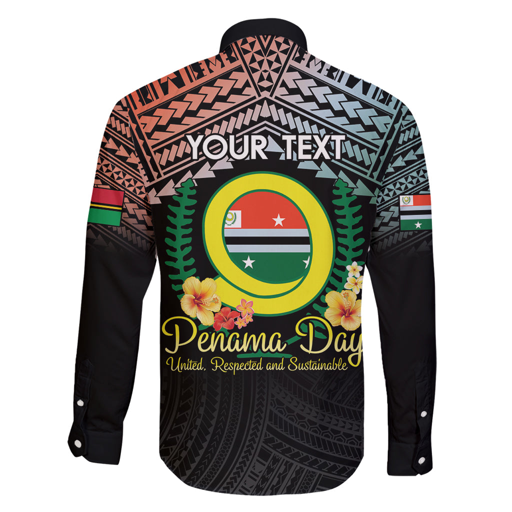 Personalised Penama Day Family Matching Long Sleeve Bodycon Dress and Hawaiian Shirt Vanuatu Provinces Polynesian Pattern