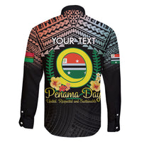 Personalised Penama Day Family Matching Long Sleeve Bodycon Dress and Hawaiian Shirt Vanuatu Provinces Polynesian Pattern
