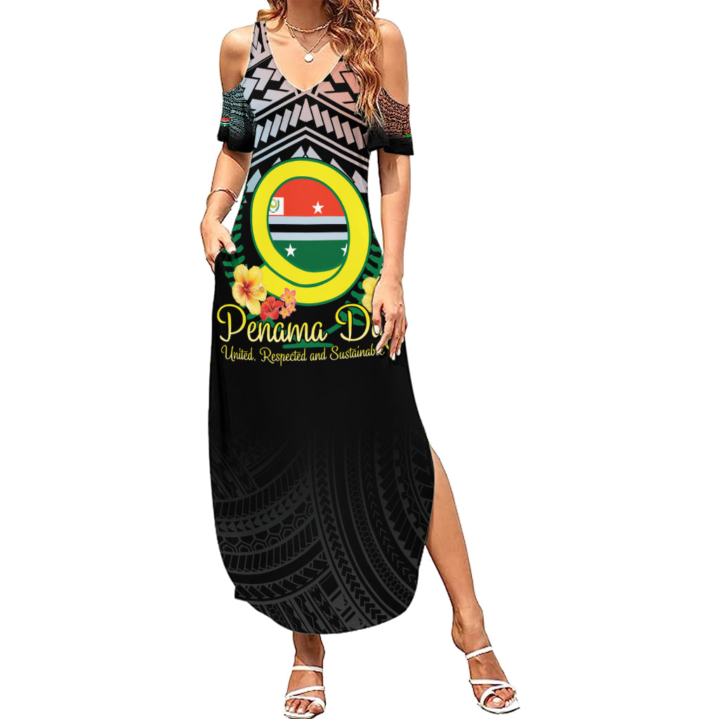 Personalised Penama Day Family Matching Summer Maxi Dress and Hawaiian Shirt Vanuatu Provinces Polynesian Pattern