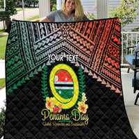 Personalised Penama Day Quilt Vanuatu Provinces Polynesian Pattern LT14 Black - Polynesian Pride