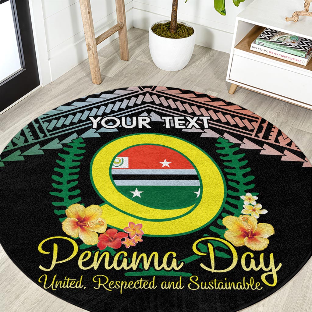 Personalised Penama Day Round Carpet Vanuatu Provinces Polynesian Pattern LT14 Black - Polynesian Pride
