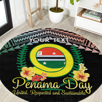 Personalised Penama Day Round Carpet Vanuatu Provinces Polynesian Pattern LT14 Black - Polynesian Pride