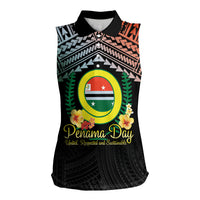 Personalised Penama Day Women Sleeveless Polo Shirt Vanuatu Provinces Polynesian Pattern LT14 Female Black - Polynesian Pride