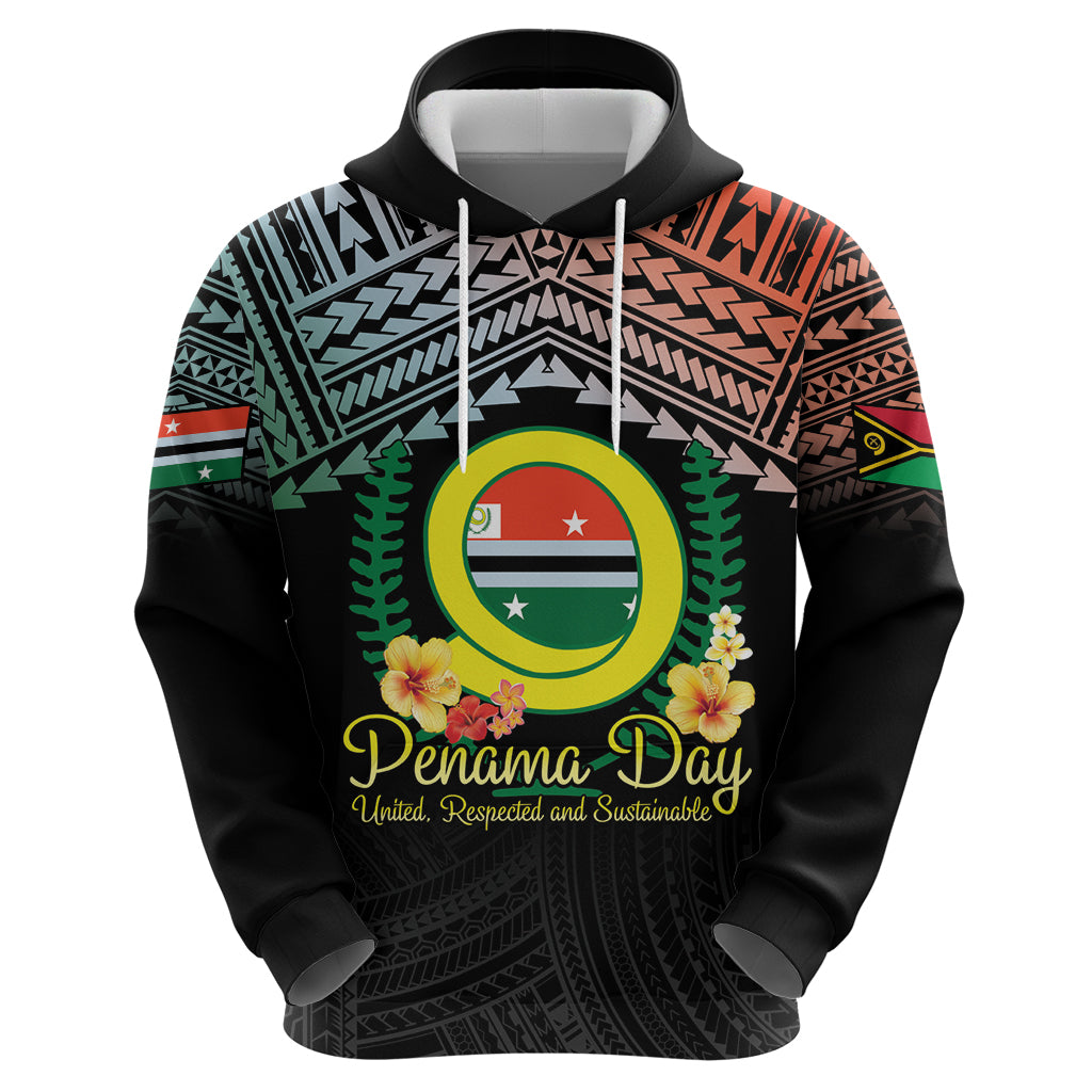Personalised Penama Day Zip Hoodie Vanuatu Provinces Polynesian Pattern