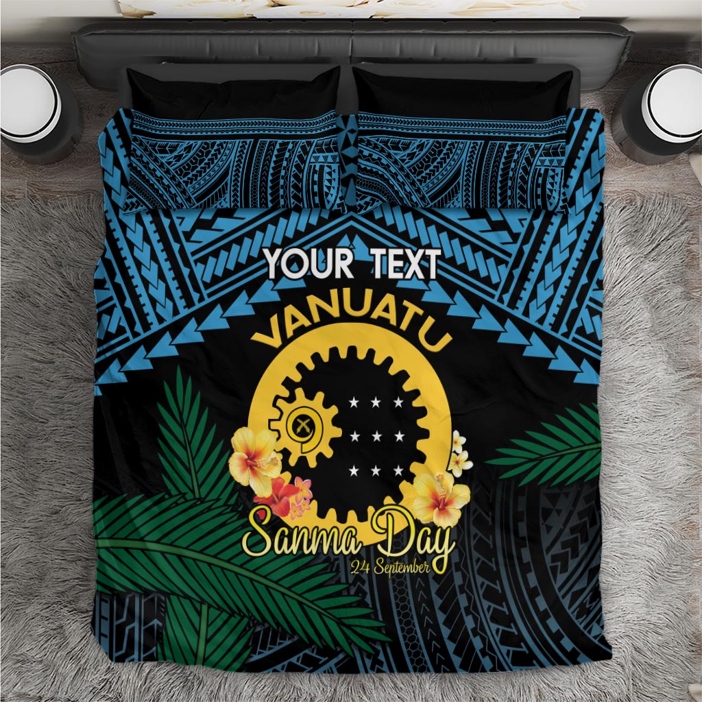 Personalised Sanma Day Bedding Set Vanuatu Provinces Polynesian Pattern LT14 Black - Polynesian Pride
