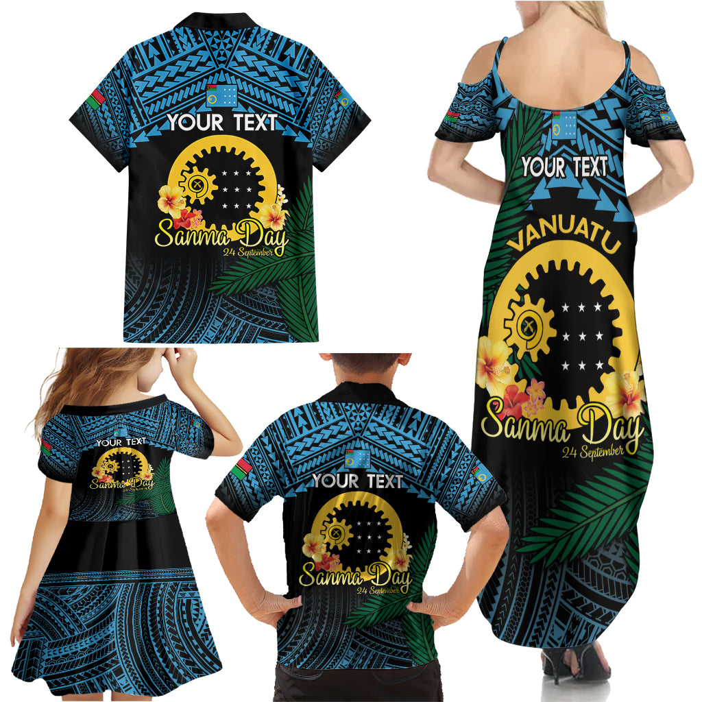 Personalised Sanma Day Family Matching Summer Maxi Dress and Hawaiian Shirt Vanuatu Provinces Polynesian Pattern