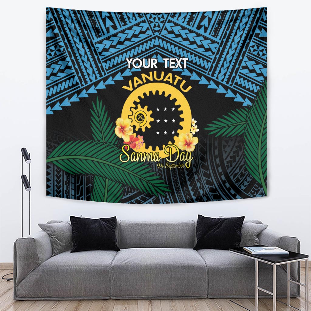 Personalised Sanma Day Tapestry Vanuatu Provinces Polynesian Pattern LT14 Black - Polynesian Pride