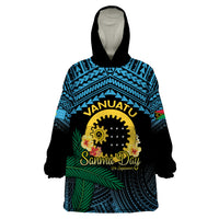Personalised Sanma Day Wearable Blanket Hoodie Vanuatu Provinces Polynesian Pattern