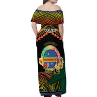 Personalised Tafea Day Family Matching Off Shoulder Maxi Dress and Hawaiian Shirt Vanuatu Provinces Polynesian Pattern