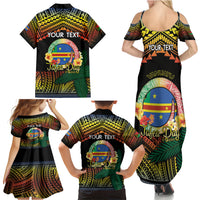 Personalised Tafea Day Family Matching Summer Maxi Dress and Hawaiian Shirt Vanuatu Provinces Polynesian Pattern