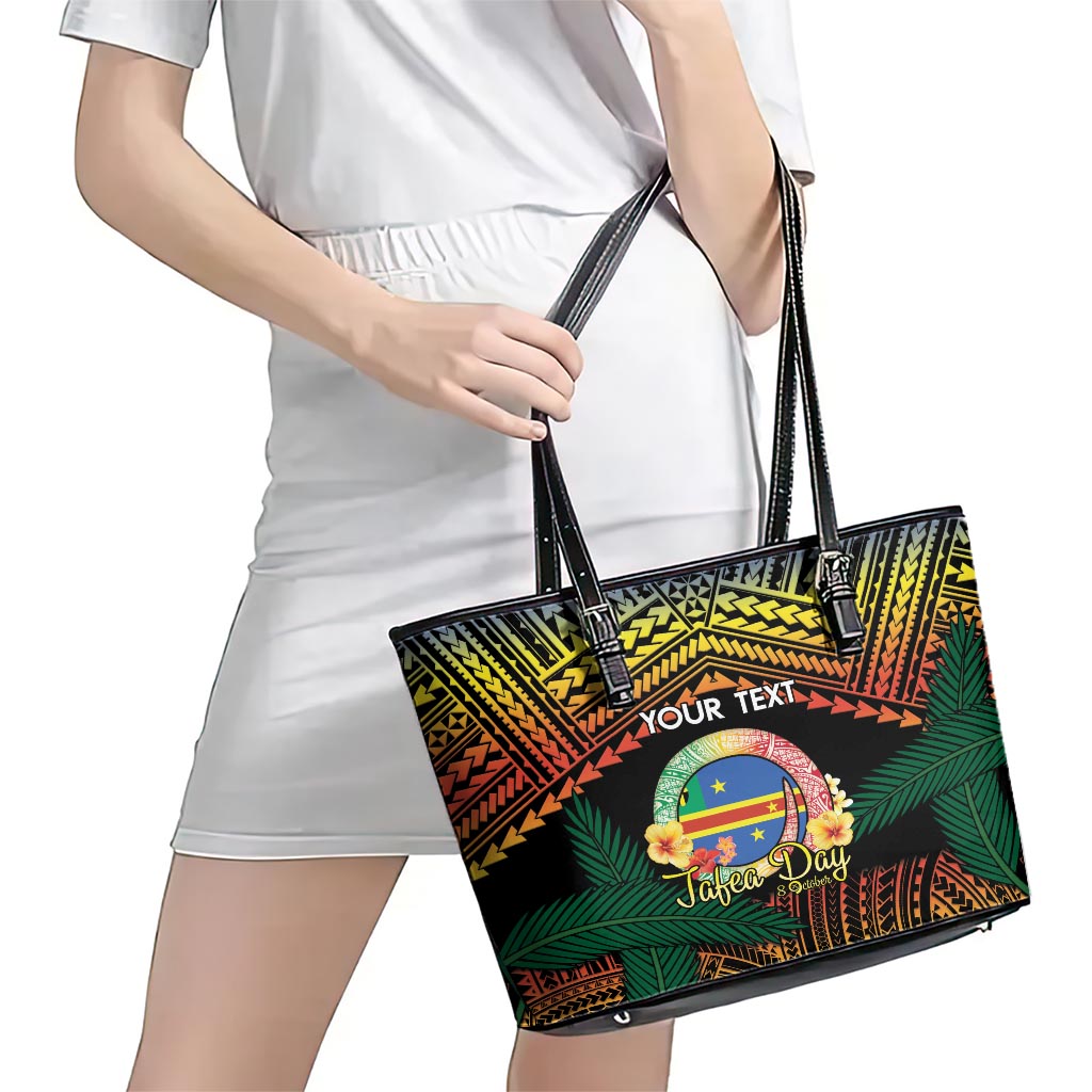 Personalised Tafea Day Leather Tote Bag Vanuatu Provinces Polynesian Pattern