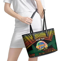 Personalised Tafea Day Leather Tote Bag Vanuatu Provinces Polynesian Pattern