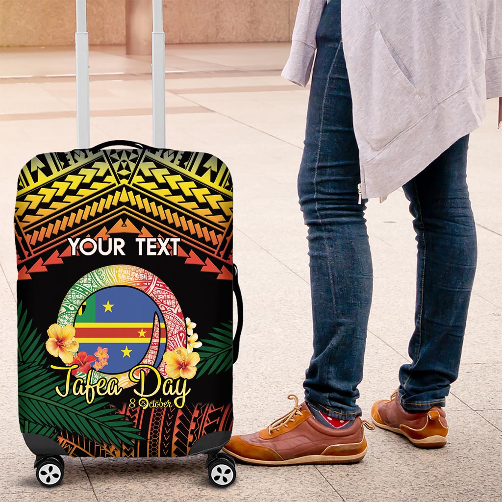 Personalised Tafea Day Luggage Cover Vanuatu Provinces Polynesian Pattern LT14 Black - Polynesian Pride