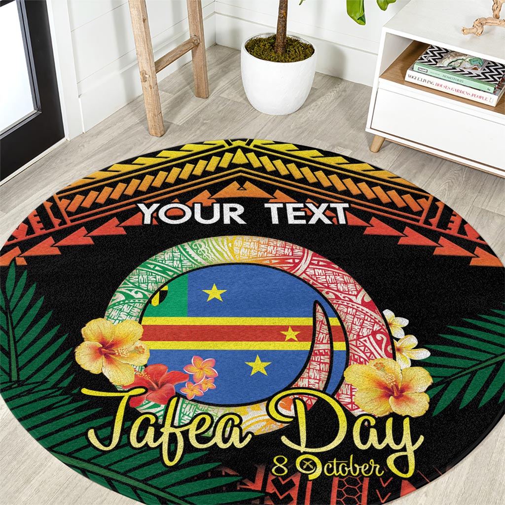 Personalised Tafea Day Round Carpet Vanuatu Provinces Polynesian Pattern LT14 Black - Polynesian Pride