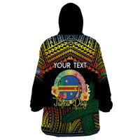Personalised Tafea Day Wearable Blanket Hoodie Vanuatu Provinces Polynesian Pattern