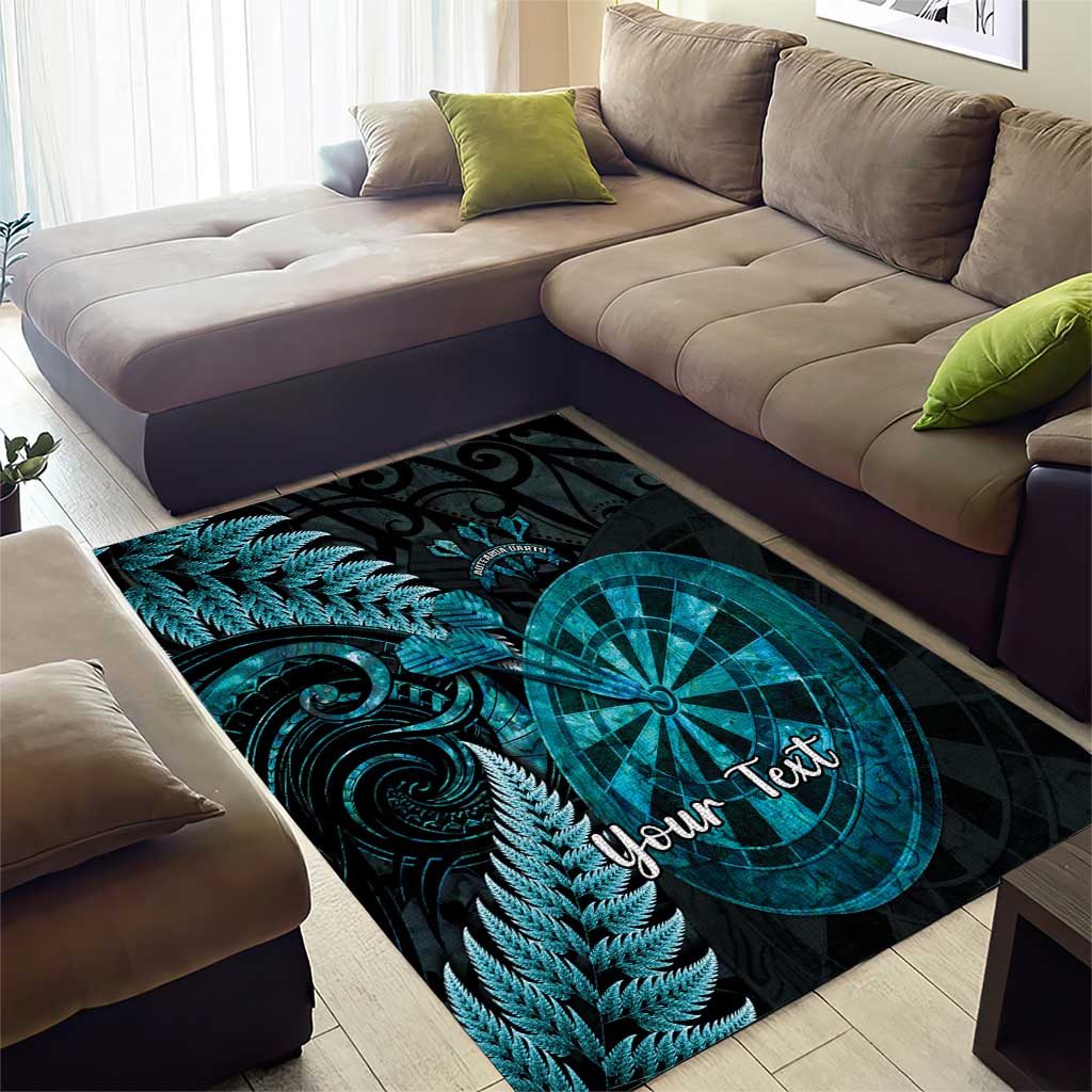 Personalised New Zealand Darts Area Rug Happiness Is A Tight Threesome Maori Paua Shell