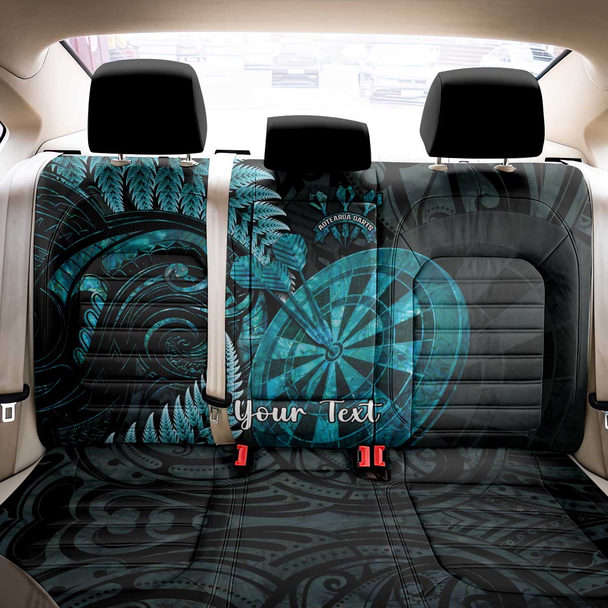 Personalised New Zealand Darts Back Car Seat Cover Happiness Is A Tight Threesome Maori Paua Shell