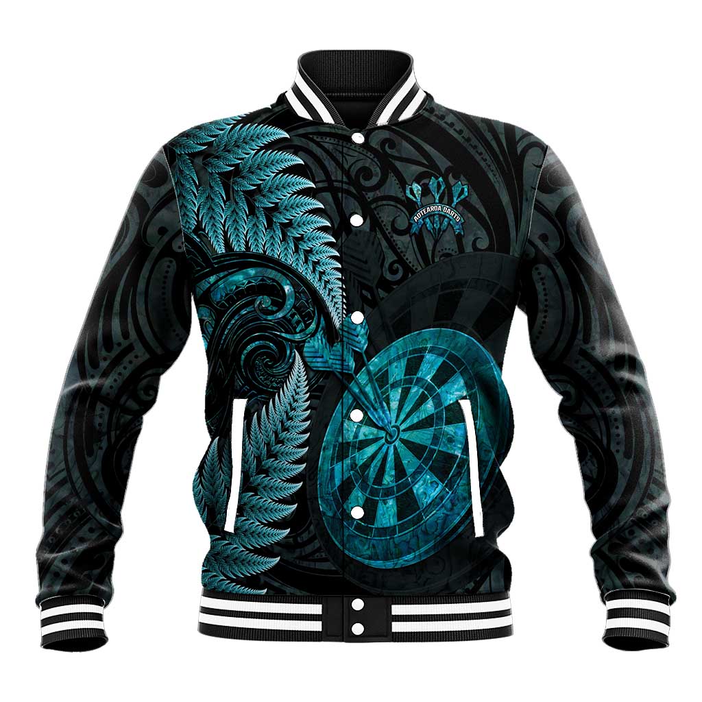 Personalised New Zealand Darts Baseball Jacket Happiness Is A Tight Threesome Maori Paua Shell