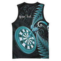 Personalised New Zealand Darts Basketball Jersey Happiness Is A Tight Threesome Maori Paua Shell - Polynesian Pride