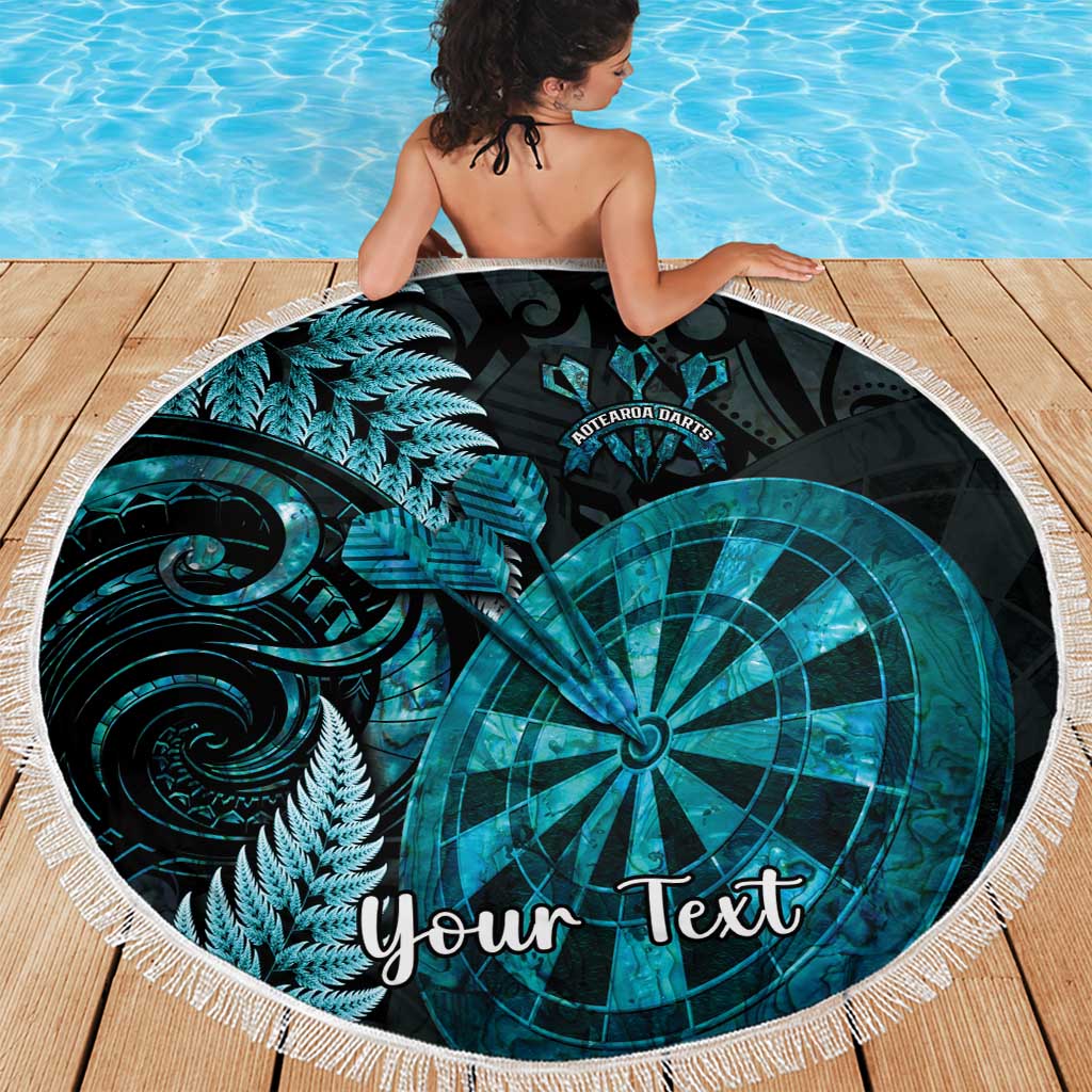 Personalised New Zealand Darts Beach Blanket Happiness Is A Tight Threesome Maori Paua Shell