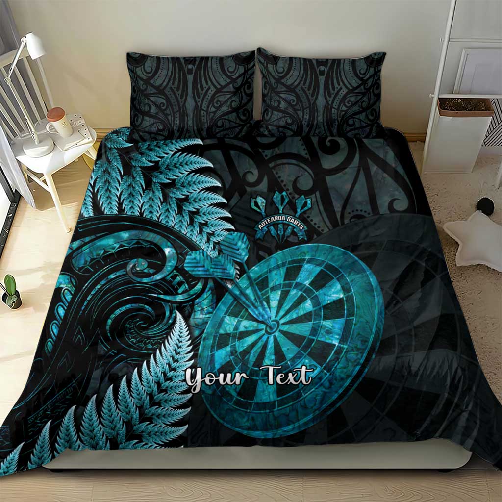 Personalised New Zealand Darts Bedding Set Happiness Is A Tight Threesome Maori Paua Shell