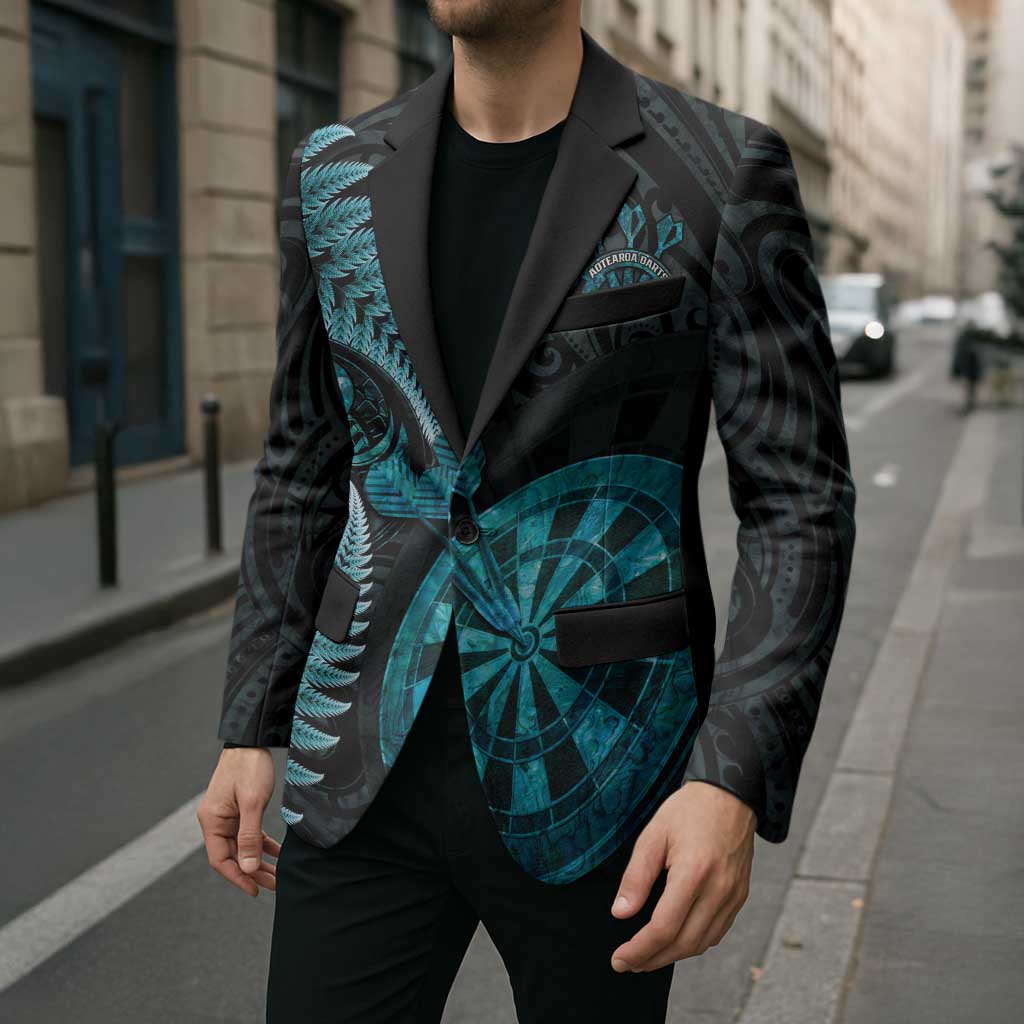 Personalised New Zealand Darts Blazer Happiness Is A Tight Threesome Maori Paua Shell - Polynesian Pride
