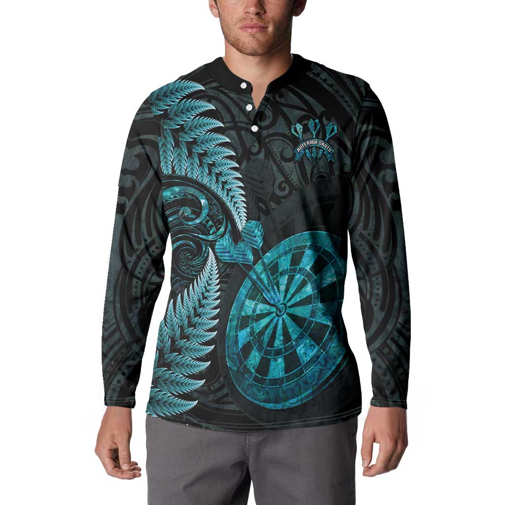 Personalised New Zealand Darts Button Sweatshirt Happiness Is A Tight Threesome Maori Paua Shell