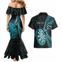 Personalised New Zealand Darts Couples Matching Mermaid Dress and Hawaiian Shirt Happiness Is A Tight Threesome Maori Paua Shell