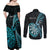 Personalised New Zealand Darts Couples Matching Off Shoulder Maxi Dress and Long Sleeve Button Shirt Happiness Is A Tight Threesome Maori Paua Shell