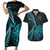 Personalised New Zealand Darts Couples Matching Short Sleeve Bodycon Dress and Hawaiian Shirt Happiness Is A Tight Threesome Maori Paua Shell