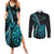 Personalised New Zealand Darts Couples Matching Summer Maxi Dress and Long Sleeve Button Shirt Happiness Is A Tight Threesome Maori Paua Shell