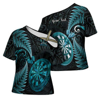 Personalised New Zealand Darts Cross Shoulder Shirt Happiness Is A Tight Threesome Maori Paua Shell - Polynesian Pride