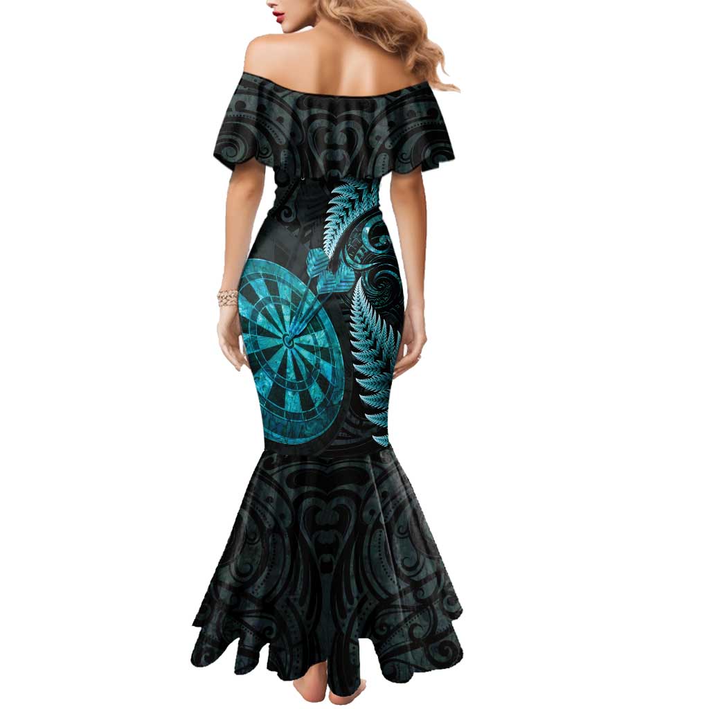 Personalised New Zealand Darts Family Matching Mermaid Dress and Hawaiian Shirt Happiness Is A Tight Threesome Maori Paua Shell