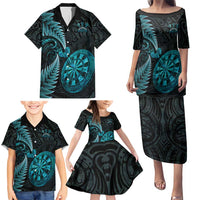 Personalised New Zealand Darts Family Matching Puletasi and Hawaiian Shirt Happiness Is A Tight Threesome Maori Paua Shell