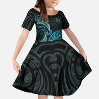 Personalised New Zealand Darts Family Matching Summer Maxi Dress and Hawaiian Shirt Happiness Is A Tight Threesome Maori Paua Shell