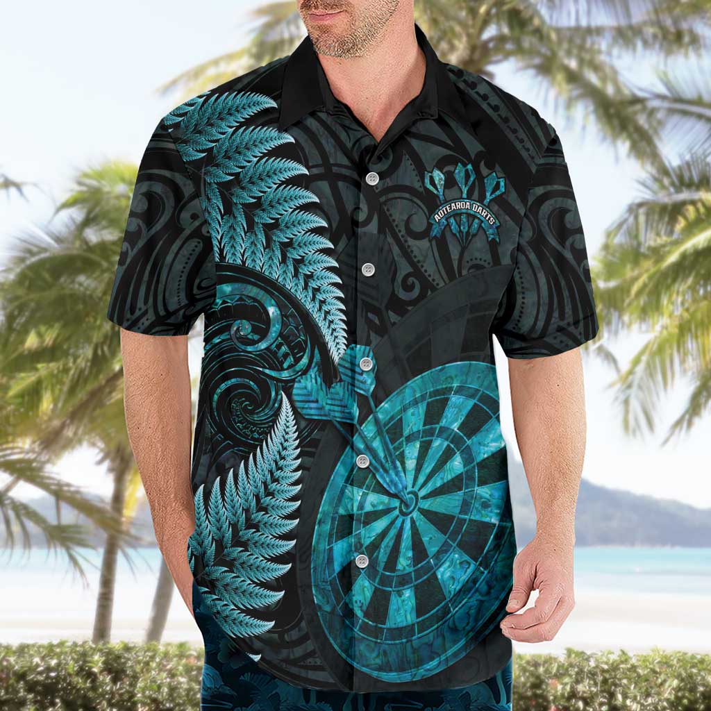 Personalised New Zealand Darts Hawaiian Shirt Happiness Is A Tight Threesome Maori Paua Shell