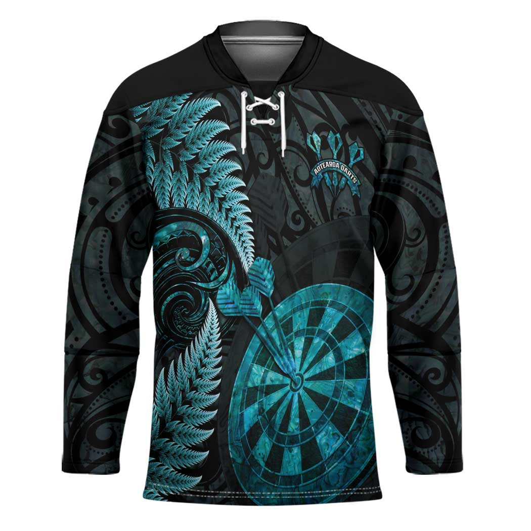 Personalised New Zealand Darts Hockey Jersey Happiness Is A Tight Threesome Maori Paua Shell - Polynesian Pride