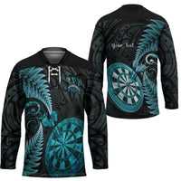 Personalised New Zealand Darts Hockey Jersey Happiness Is A Tight Threesome Maori Paua Shell - Polynesian Pride