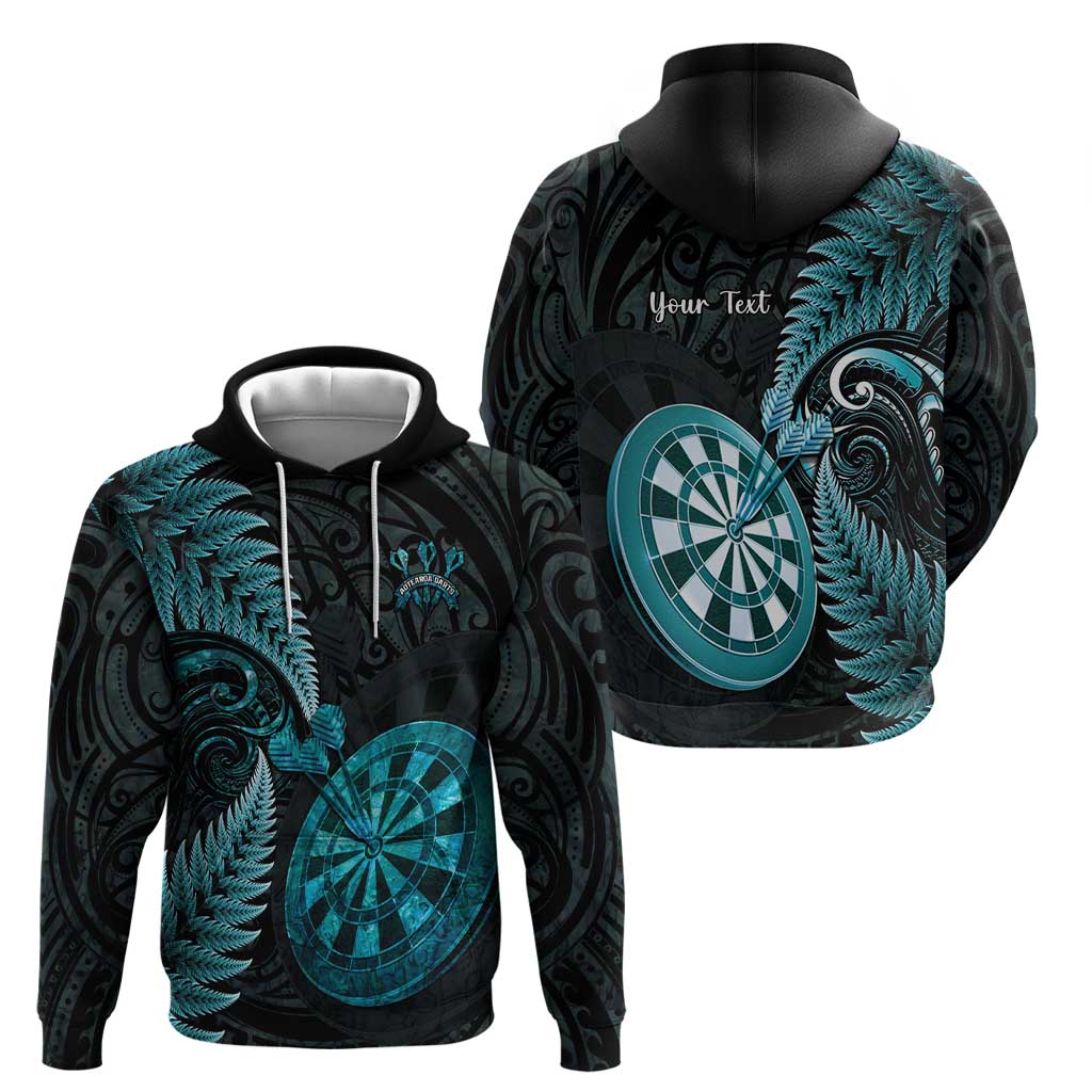 Personalised New Zealand Darts Hoodie Happiness Is A Tight Threesome Maori Paua Shell