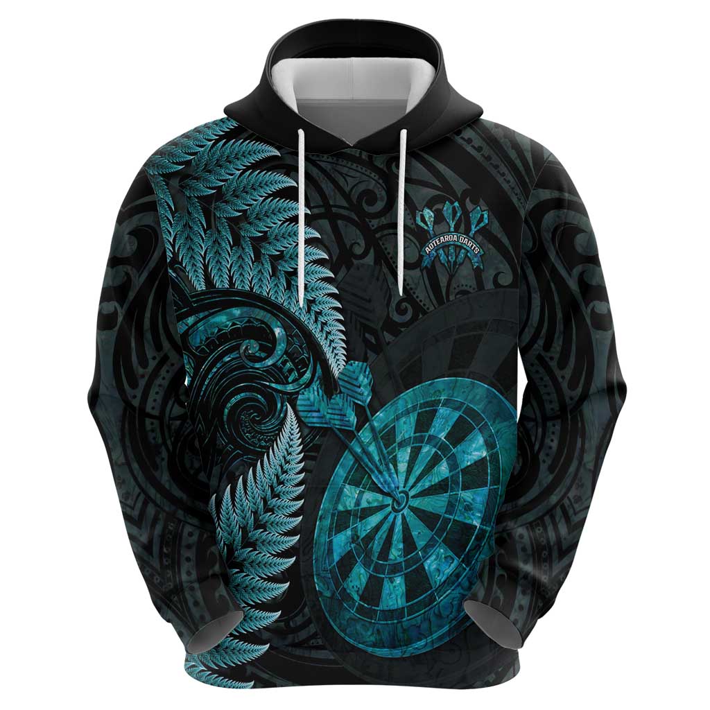 Personalised New Zealand Darts Hoodie Happiness Is A Tight Threesome Maori Paua Shell