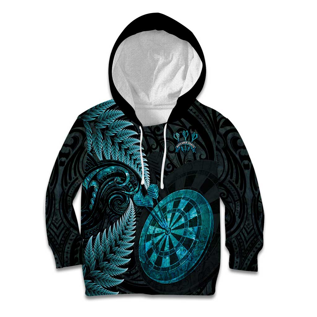 Personalised New Zealand Darts Kid Hoodie Happiness Is A Tight Threesome Maori Paua Shell